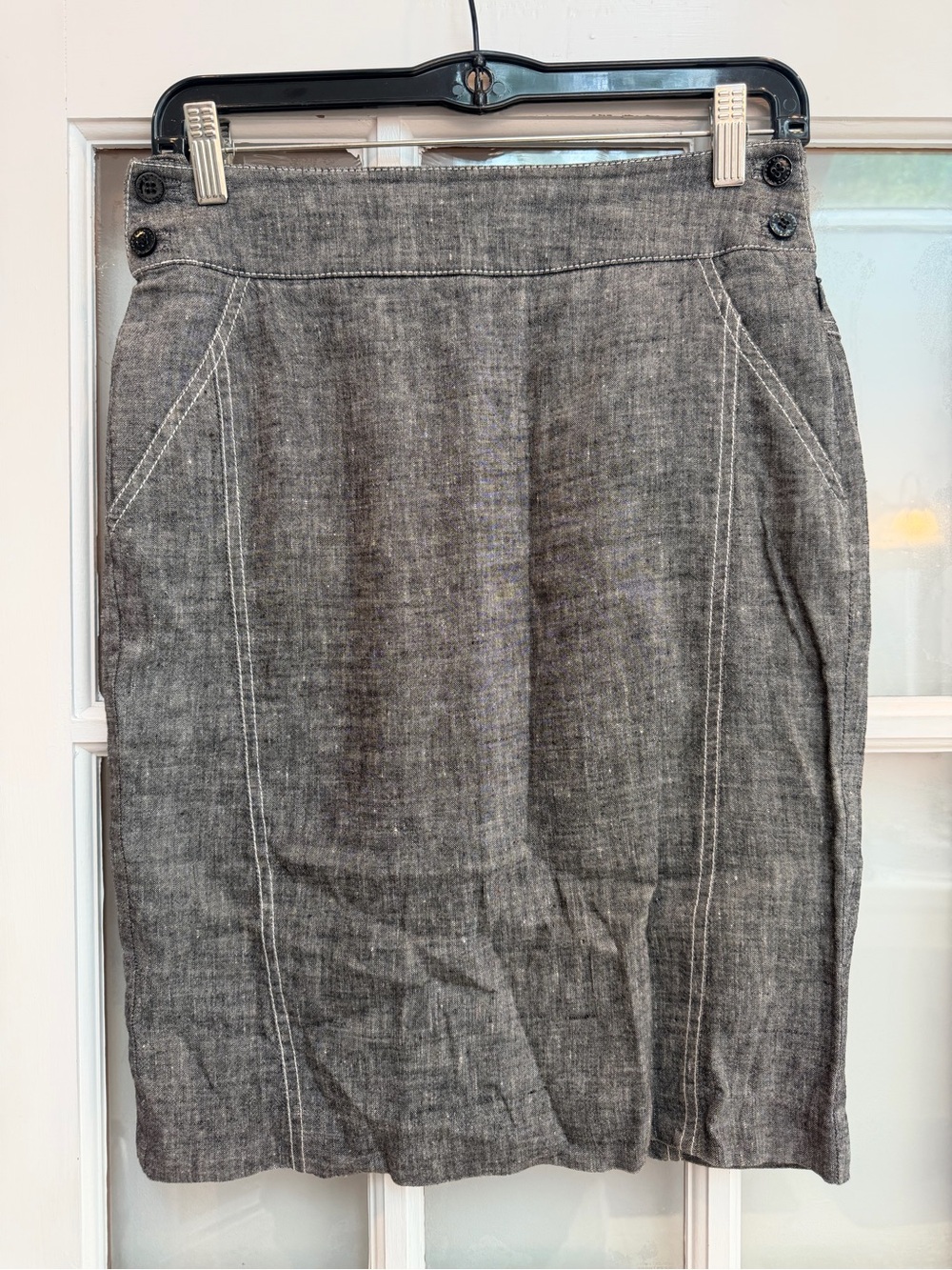 Vintage bebe Y2K Linen Charcoal Gray Chic Pencil Skirt Size 4 Small